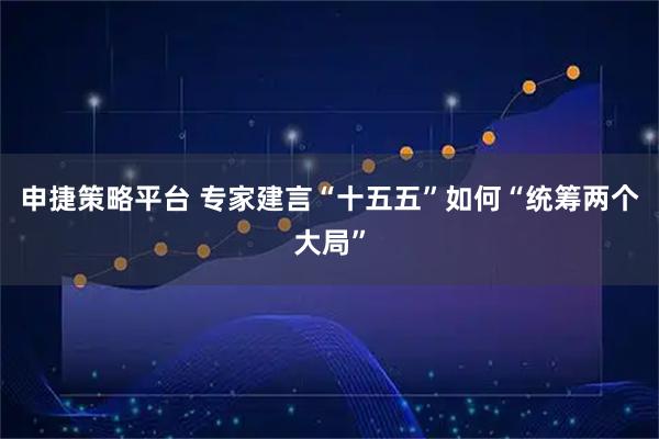 申捷策略平台 专家建言“十五五”如何“统筹两个大局”
